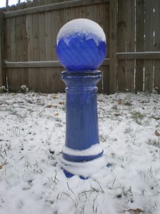garden ball in snow